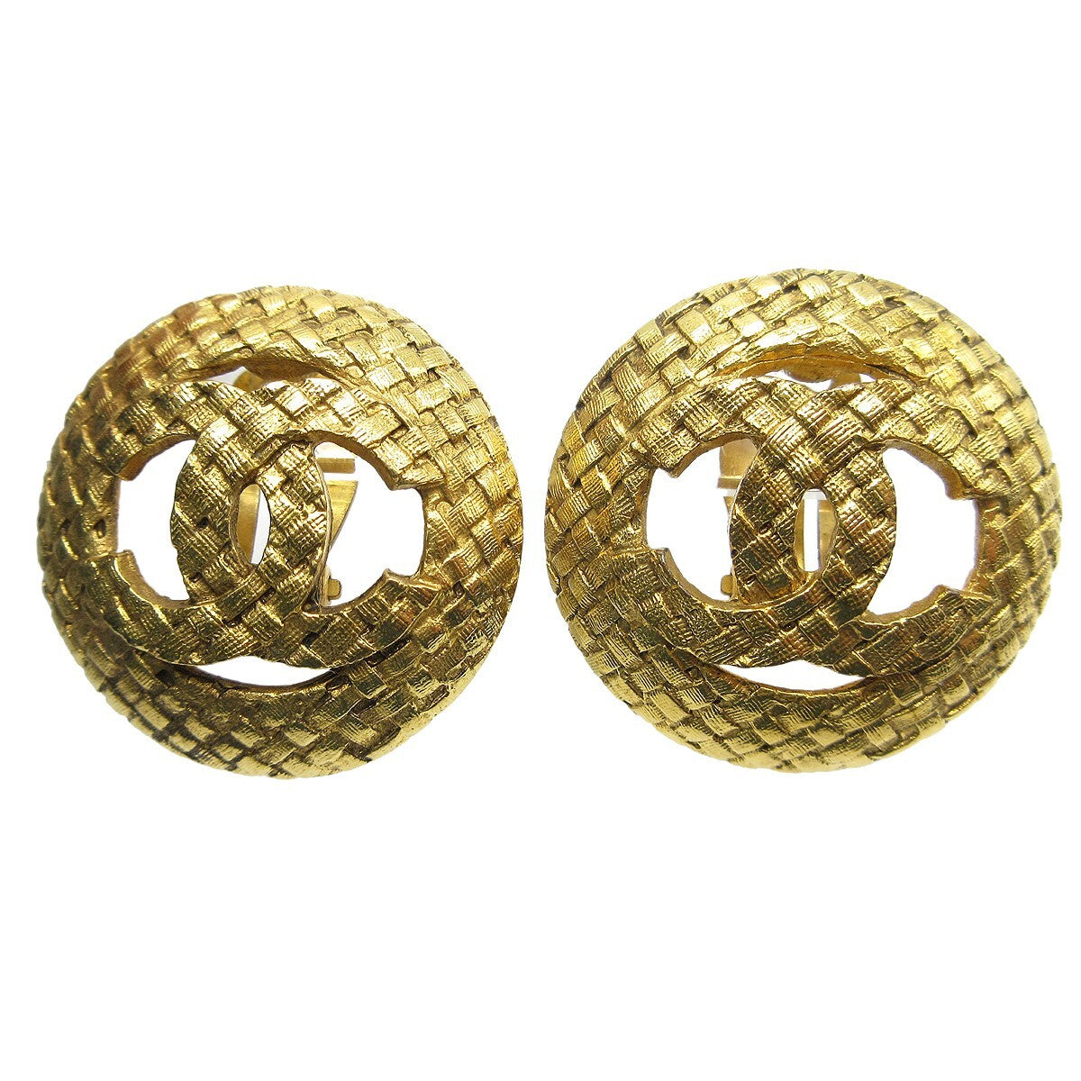 Chanel CC Button Clip-On Earrings Metal, GOLD, GOLD_PLATED, Earrings