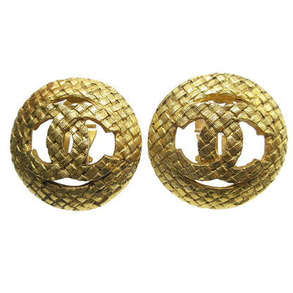 Chanel CC Button Clip-On Earrings Metal, GOLD, GOLD_PLATED, Earrings