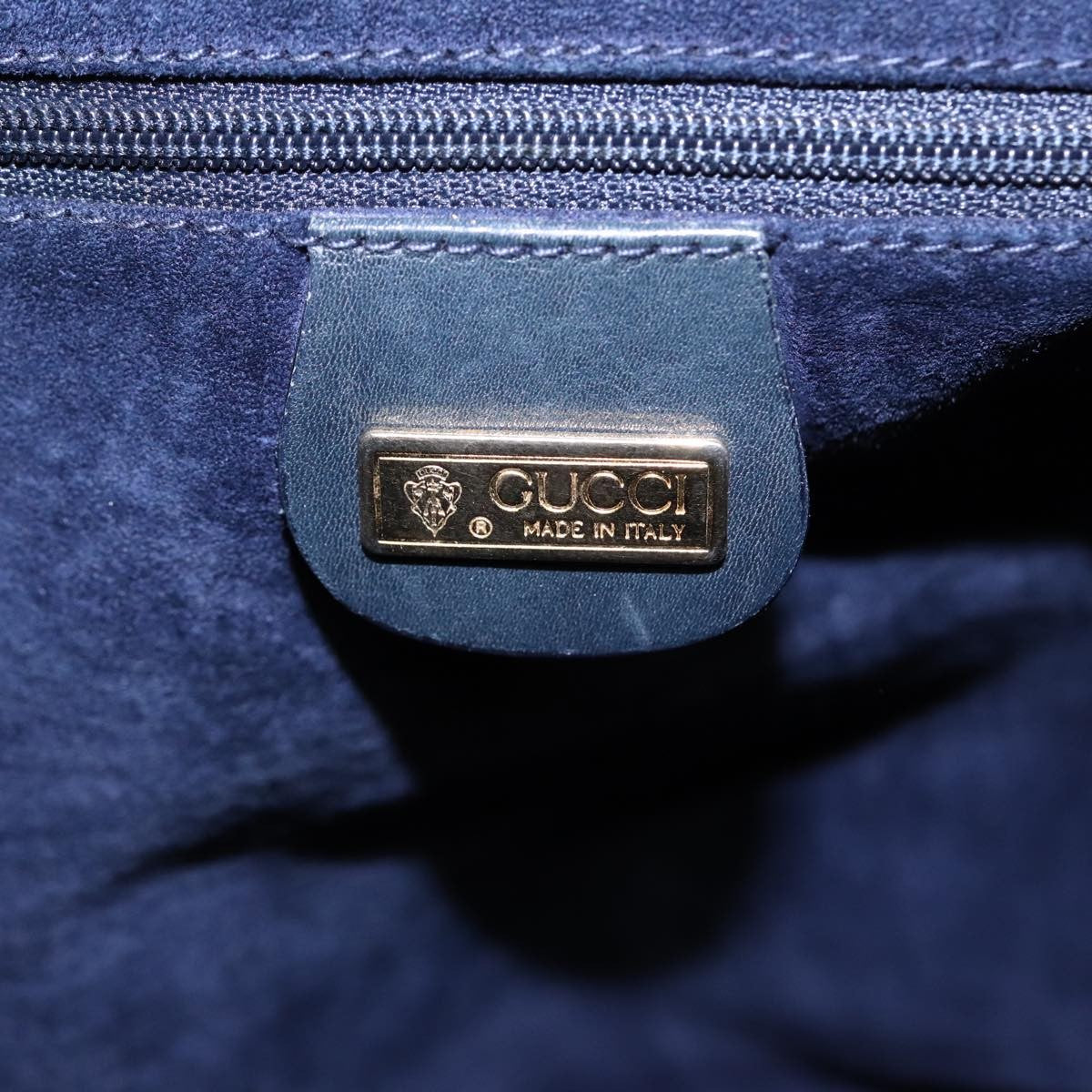 Gucci Vintage Shoulder Bag Leather, NAVY, LEATHER, Shoulder bag