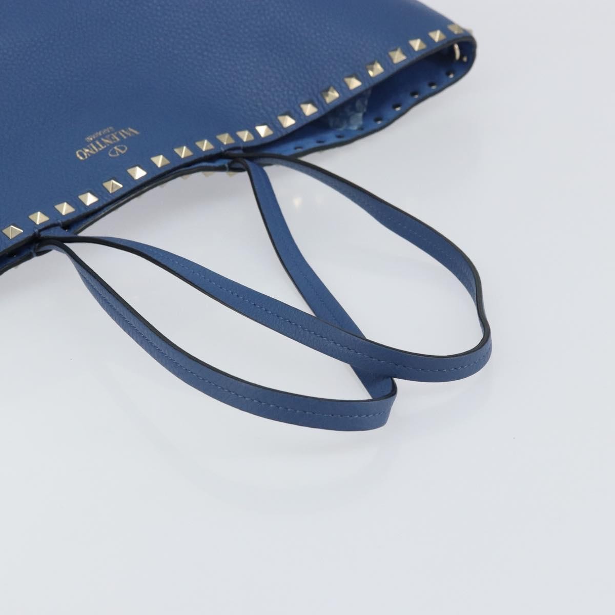 Valentino Garavani Rockstud Shopper Tote Leather, BLUE, LEATHER, Tote bag