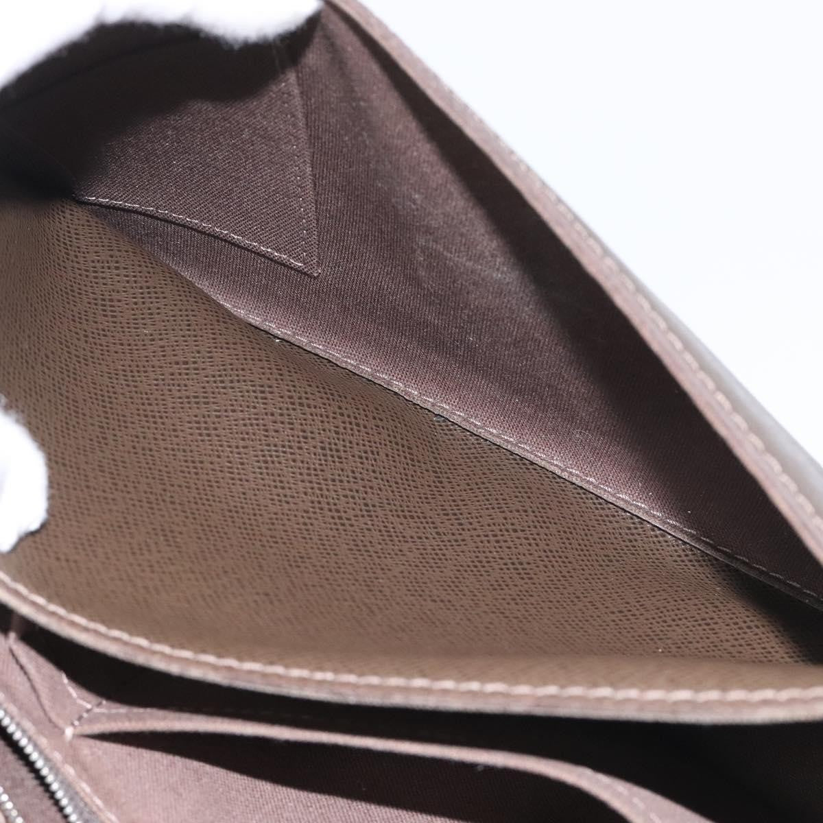 Louis Vuitton Belaia Clutch Taiga Leather, BROWN, LEATHER, Clutche & pouche