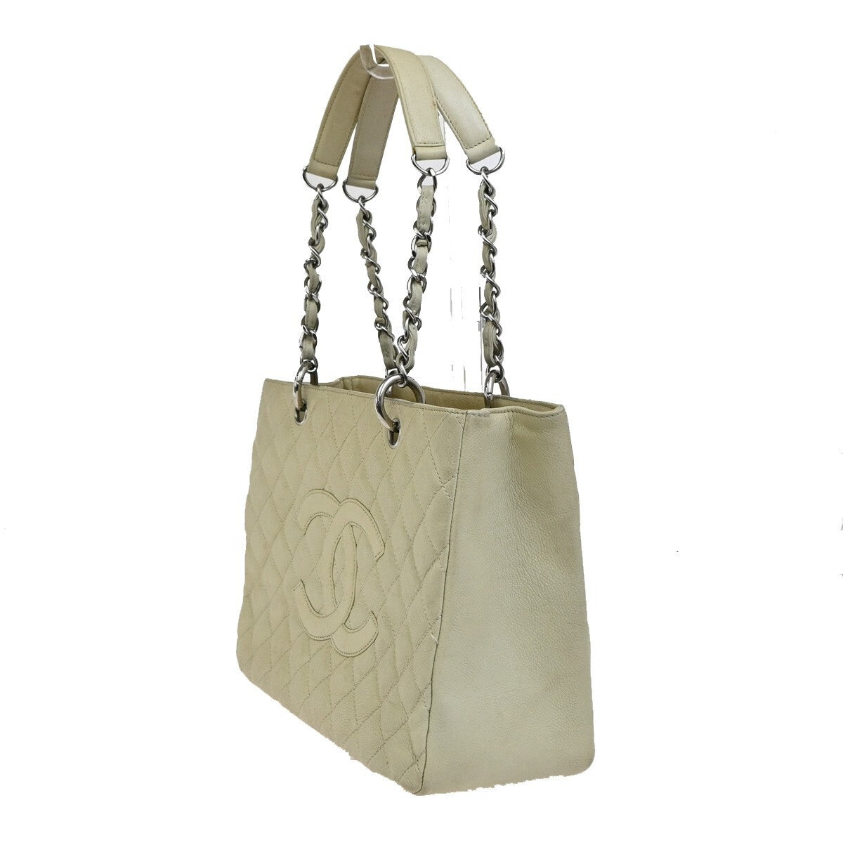 Chanel Grand Shopping Tote Quilted Calfskin, BEIGE, LEATHER, Tote bag
