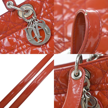 Christian Dior Vintage Lady Dior Bag Cannage Quilt Patent, RED, PATENT_LEATHER, Handbag