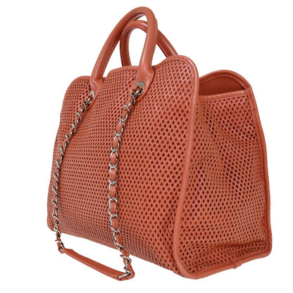 Chanel French Riviera Tote Quilted Caviar, RED, LEATHER, Handbag