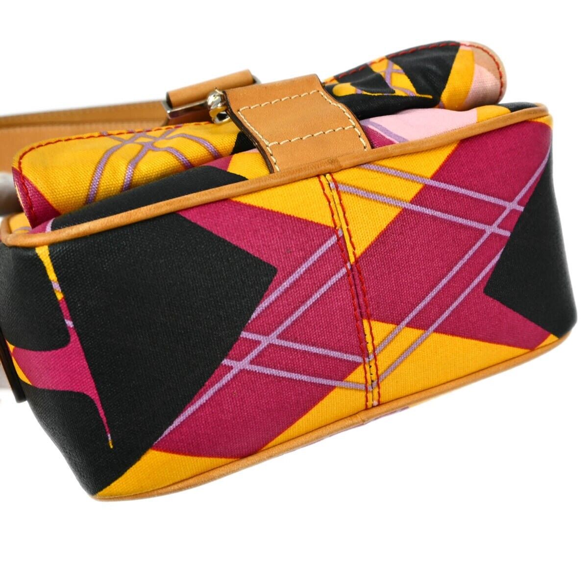 Christian Dior Argyle Check Shoulder Bag Canvas with Leather, MULTICOLOUR, CANVAS, Shoulder bag