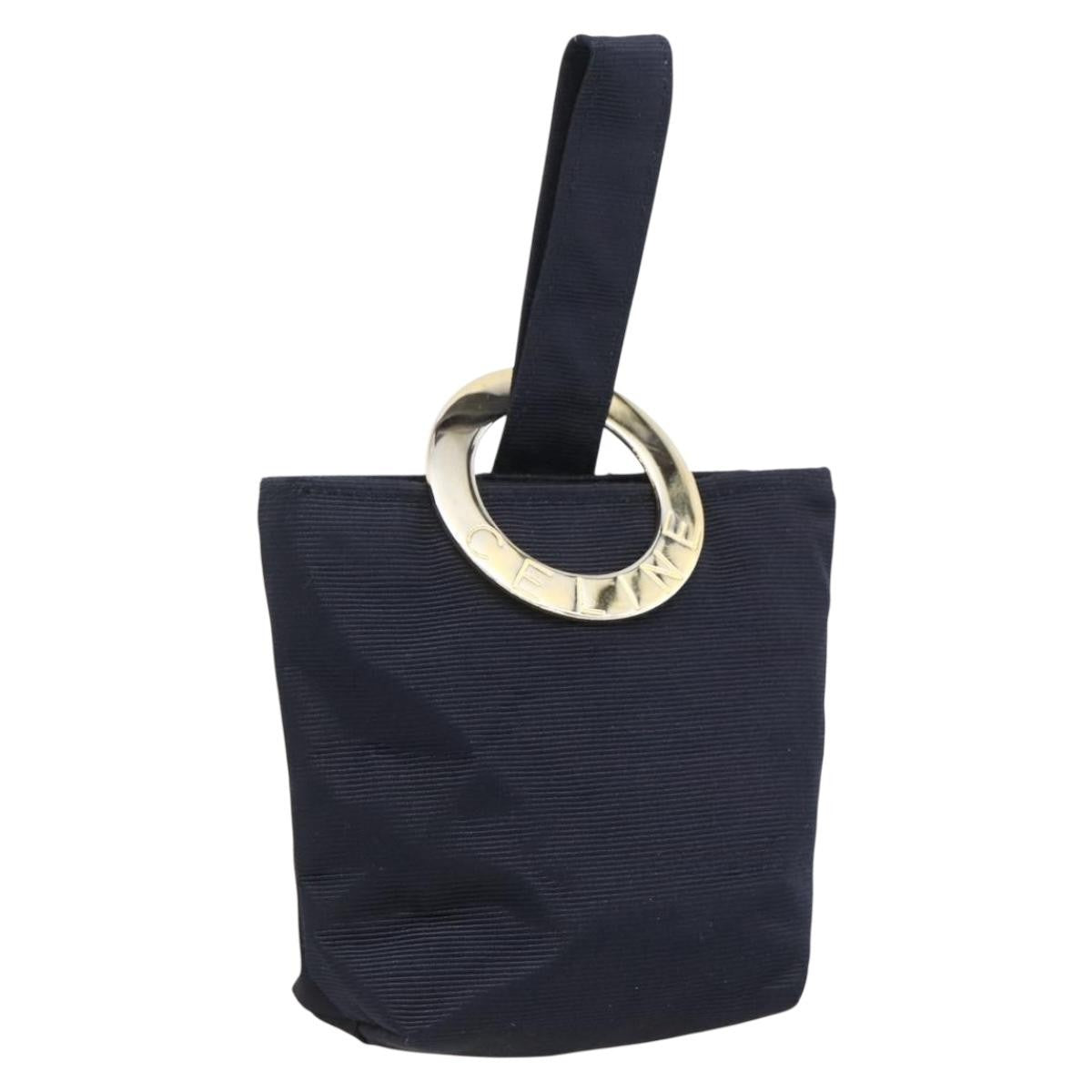 Celine Circle Logo Pouch Nylon, NAVY, NYLON, Clutche & pouche