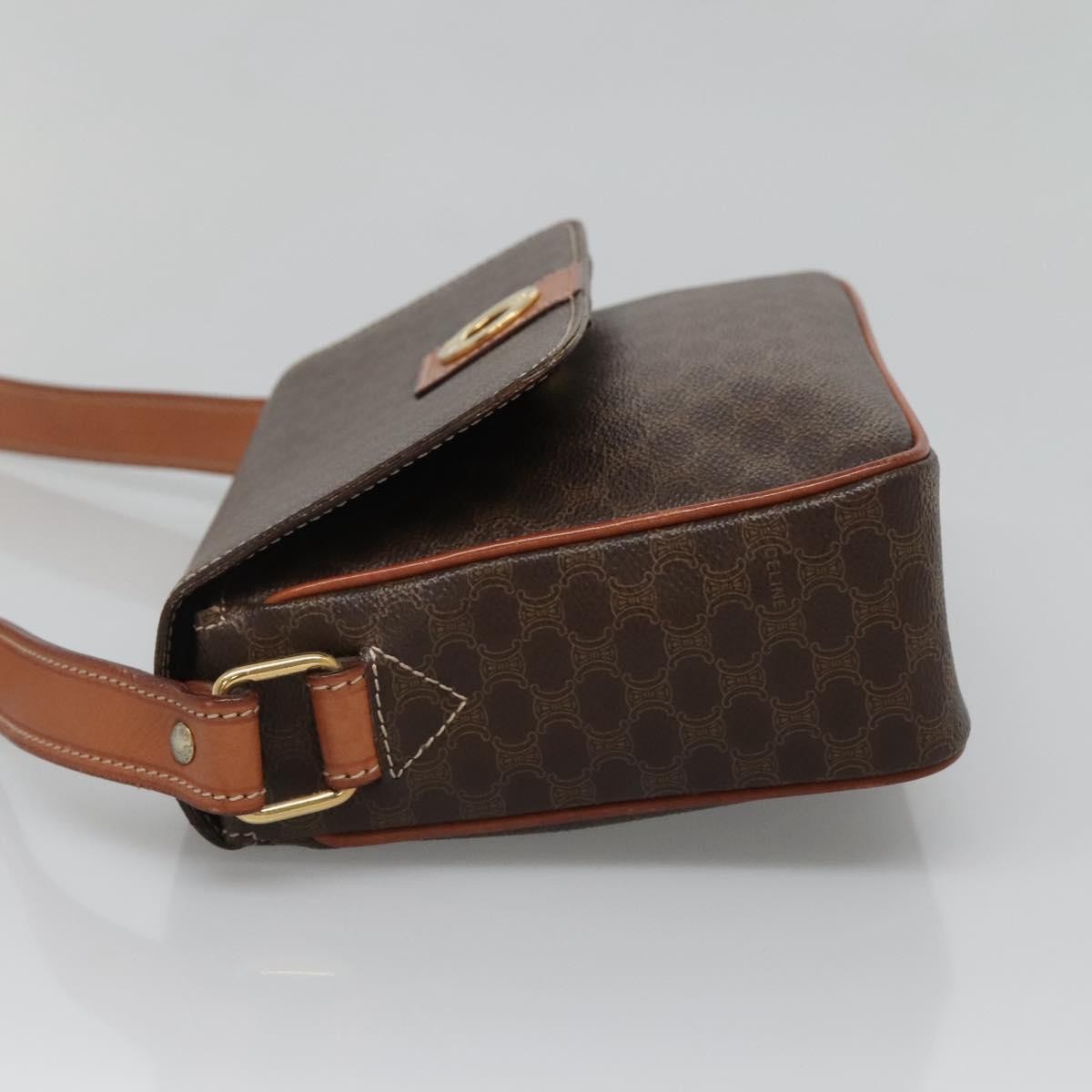Celine Vintage Macadam Shoulder Bag Canvas and Leather, BROWN, CANVAS, Shoulder bag