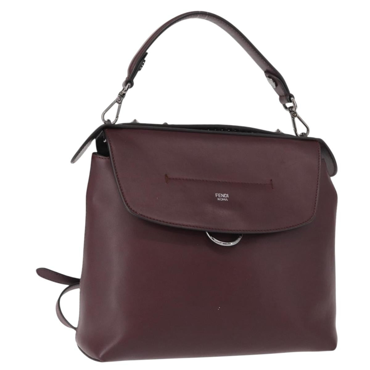 Fendi Back to School Backpack Leather, BURGUNDY, LEATHER, Backpack