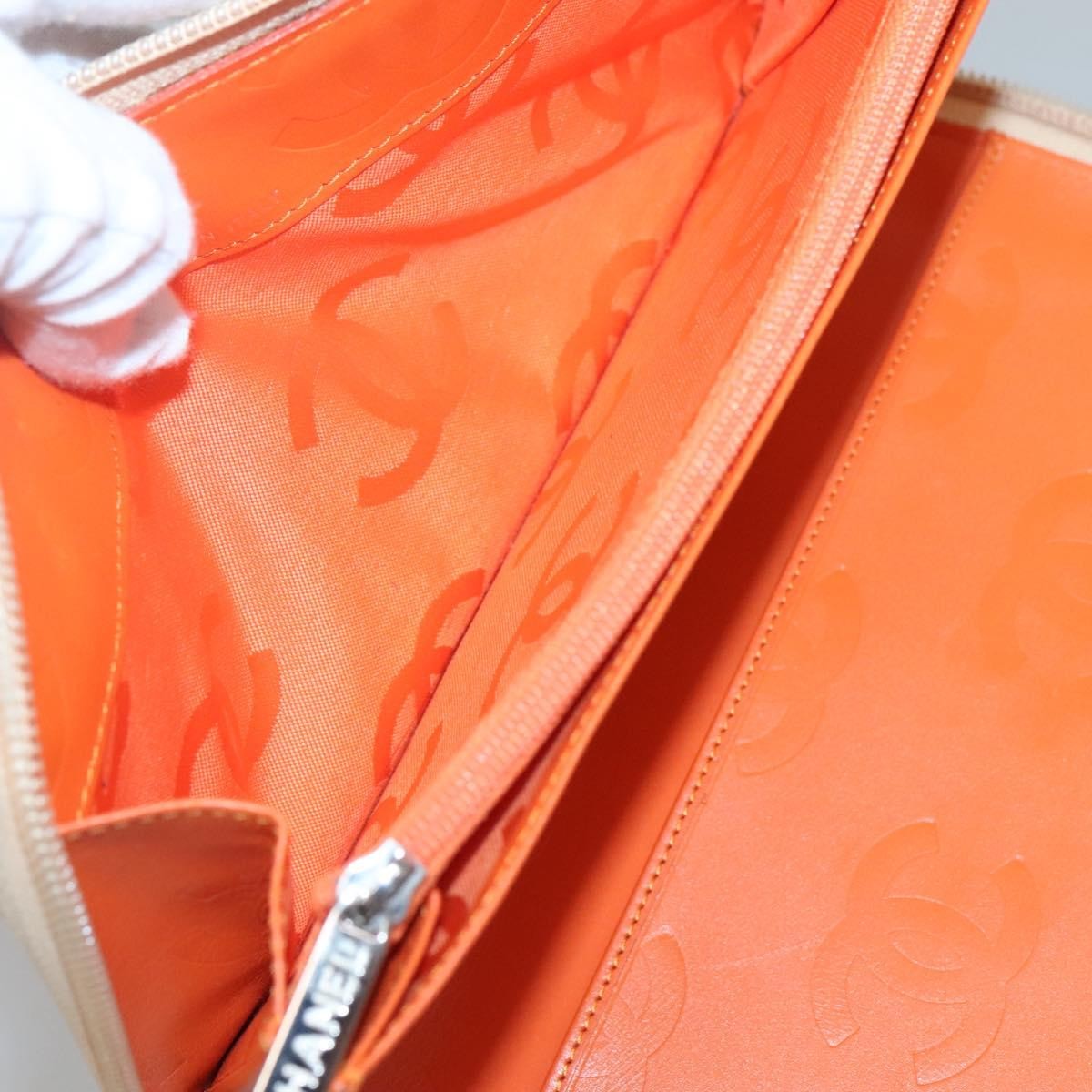 Chanel Cambon Zip Around Organizer Wallet Quilted Lambskin, ORANGE, LEATHER, Wallets