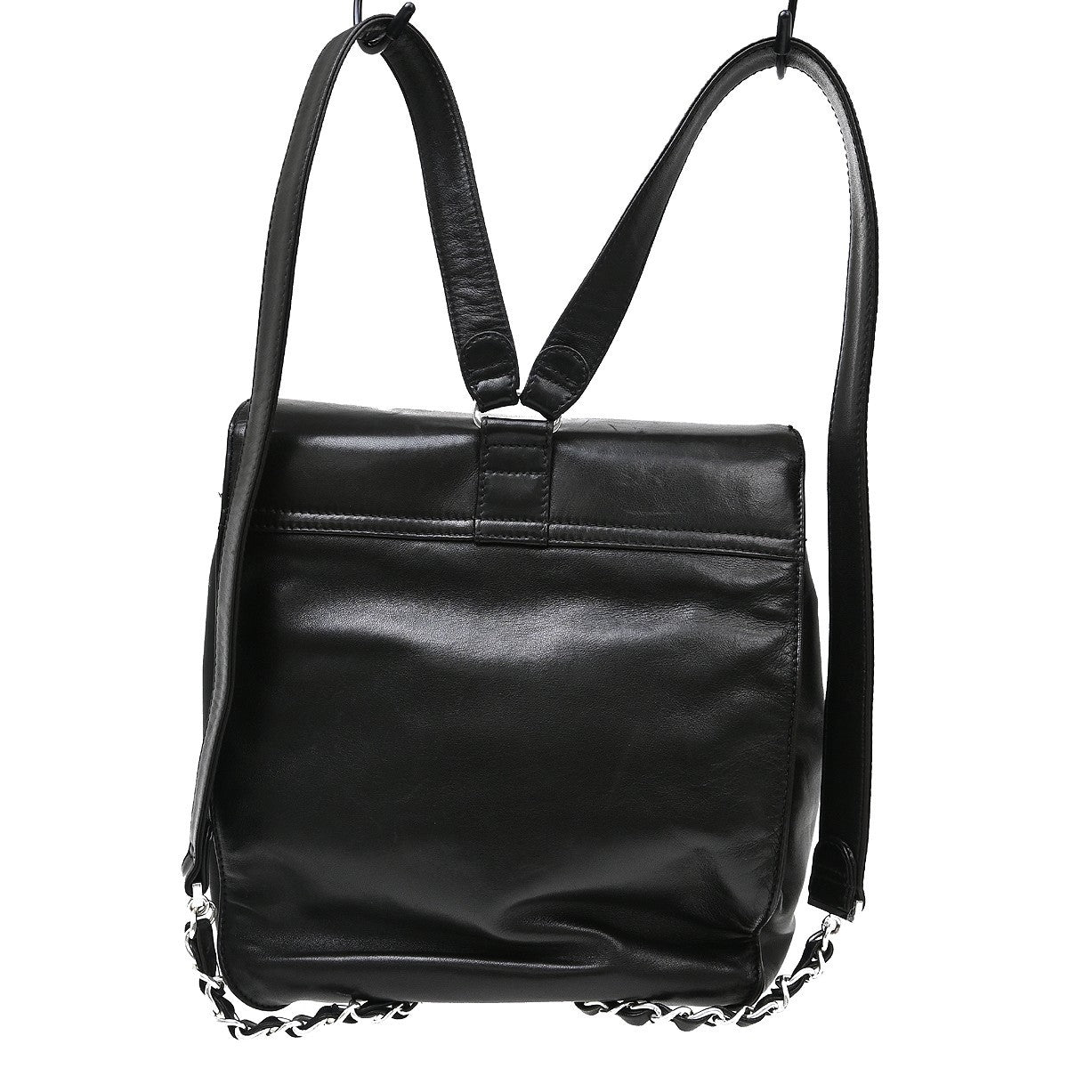 Chanel Vintage Flap Backpack Leather, Black, Leather, Backpack