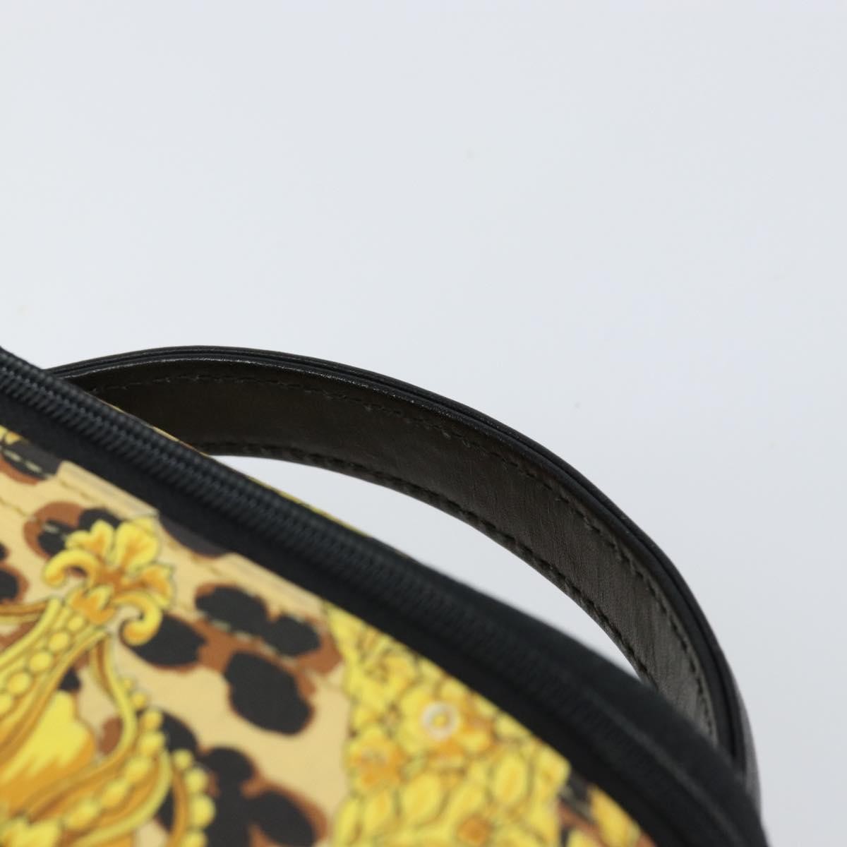Versace Vanity Hand Bag Canvas and Leather, GOLD, LEATHER, Clutche & pouche