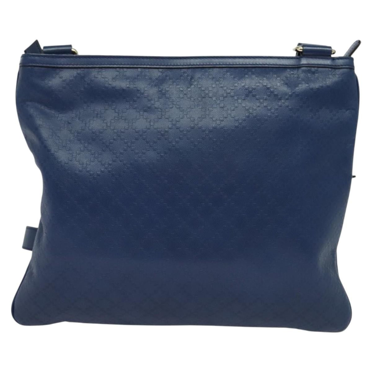 Gucci Zip Top Messenger Bag Diamante Leather, BLUE, LEATHER, Shoulder bag