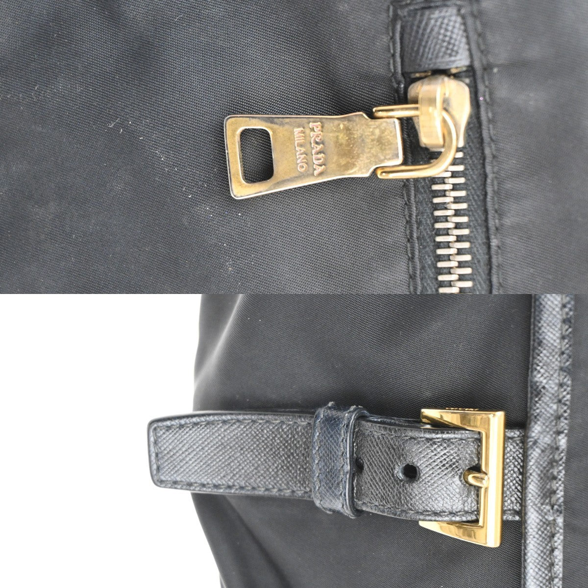 Prada Buckle Messenger Bag Tessuto, Black, Nylon, Shoulder Bag