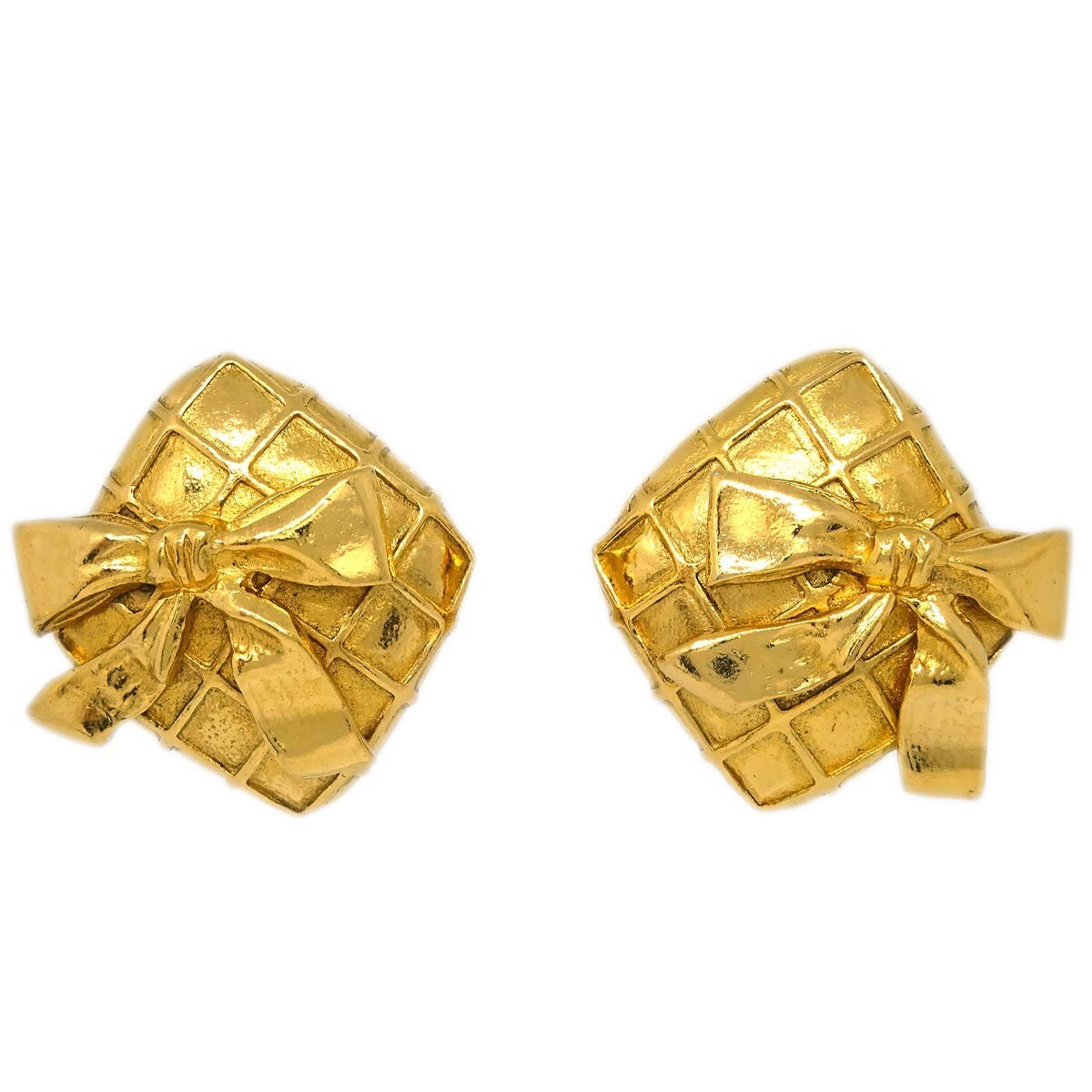 Chanel CC Rhombus Clip-On Earrings Metal, GOLD, GOLD_PLATED, Earrings