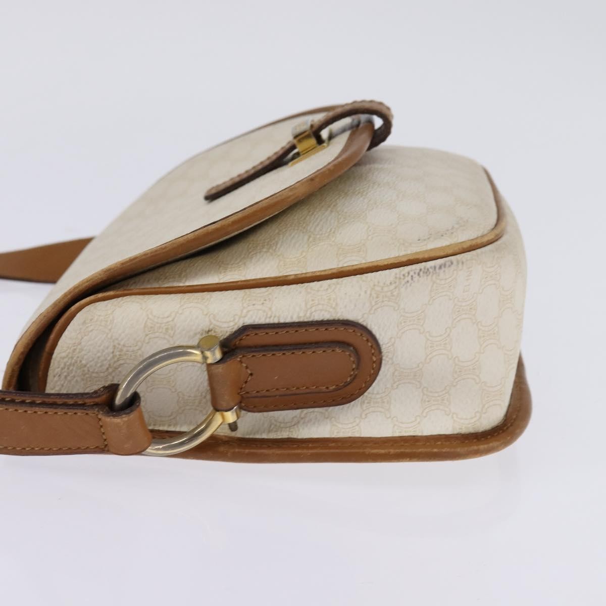 Celine Vintage Macadam Shoulder Bag Canvas and Leather, ECRU, CANVAS, Shoulder bag