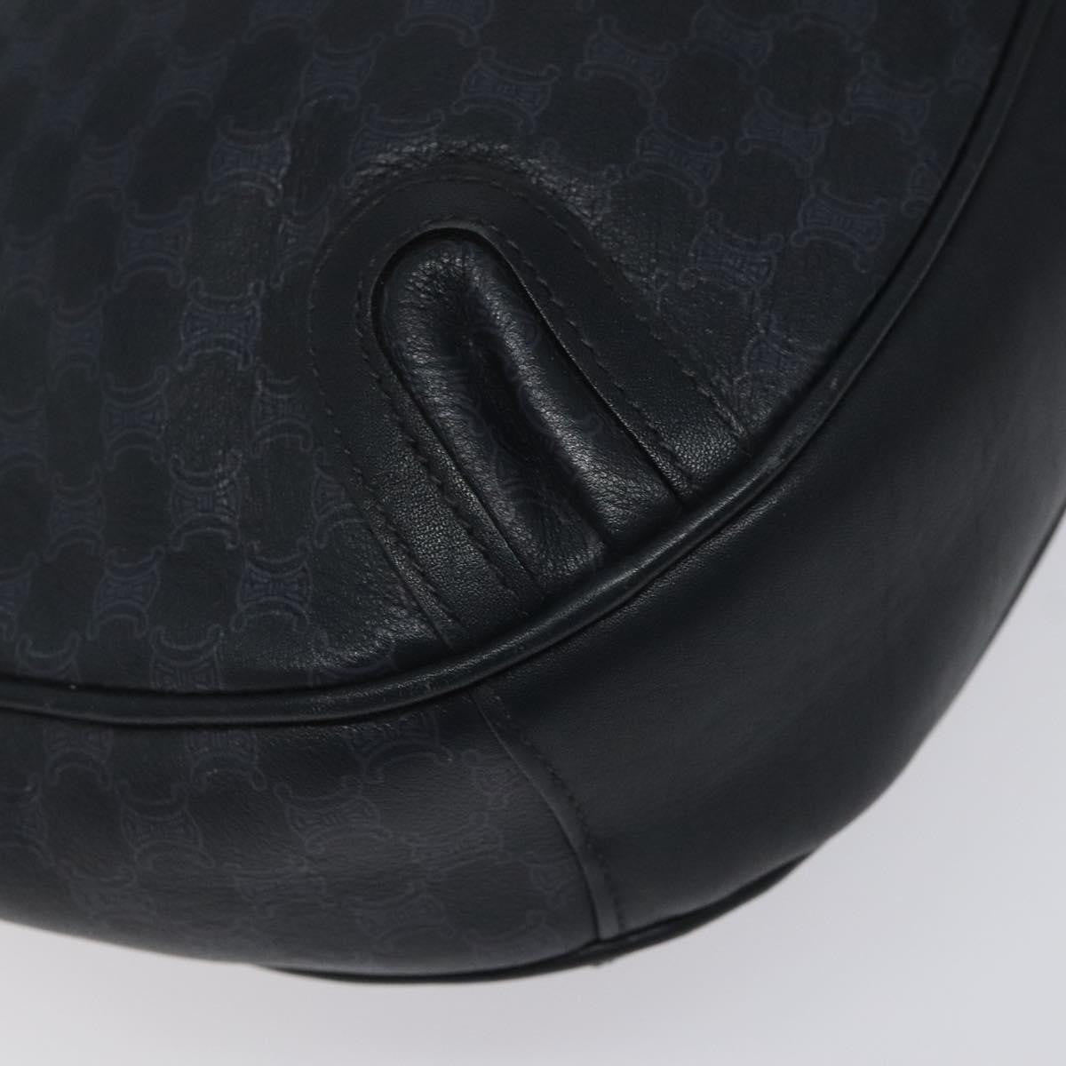 Celine Vintage Macadam Shoulder Bag Canvas and Leather, BLACK, CANVAS, Shoulder bag