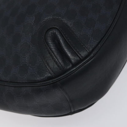 Celine Vintage Macadam Shoulder Bag Canvas and Leather, BLACK, CANVAS, Shoulder bag