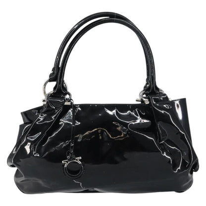 Salvatore Ferragamo Gancini Tote Patent leather, BLACK, PATENT_LEATHER, Tote bag