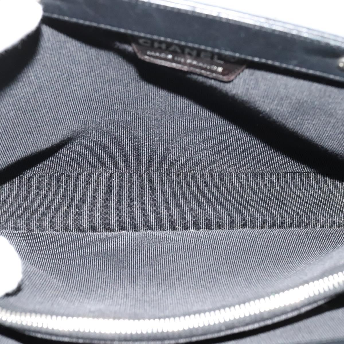 Chanel Vintage Chocolate Bar Metal Ring Tote Quilted Lambskin, BLACK, LEATHER, Tote bag