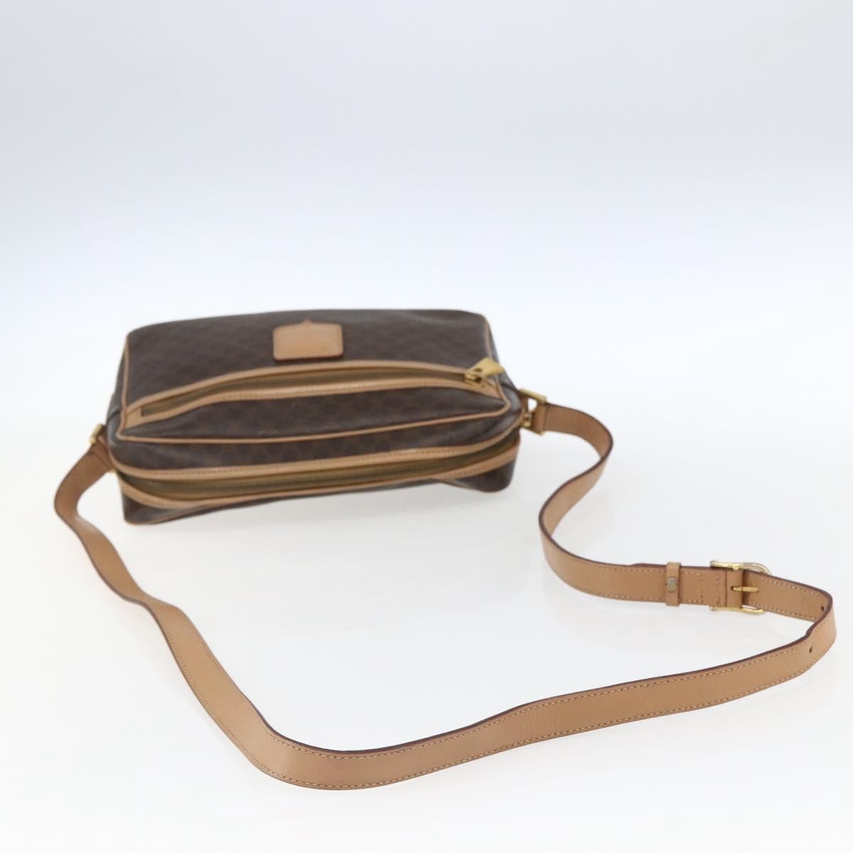 Celine Vintage Macadam Shoulder Bag Canvas and Leather, BROWN, CANVAS, Shoulder bag