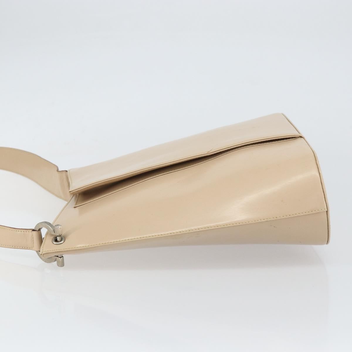 Salvatore Ferragamo Gancini Shoulder Bag Leather, BEIGE, LEATHER, Shoulder bag