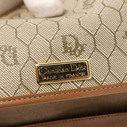 Christian Dior Vintage Honeycomb chain Canvas, BEIGE, CANVAS, Shoulder bag