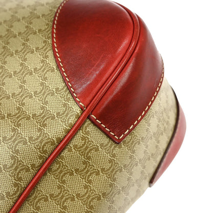 Celine Vintage Macadam Shoulder Bag Canvas and Leather, BEIGE, CANVAS, Shoulder bag
