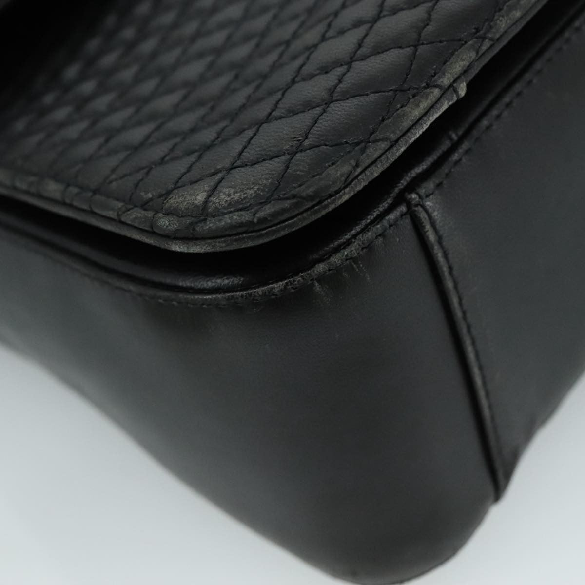 Bally Vintage Flap Handbag Quilted Leather, BLACK, LEATHER, Handbag