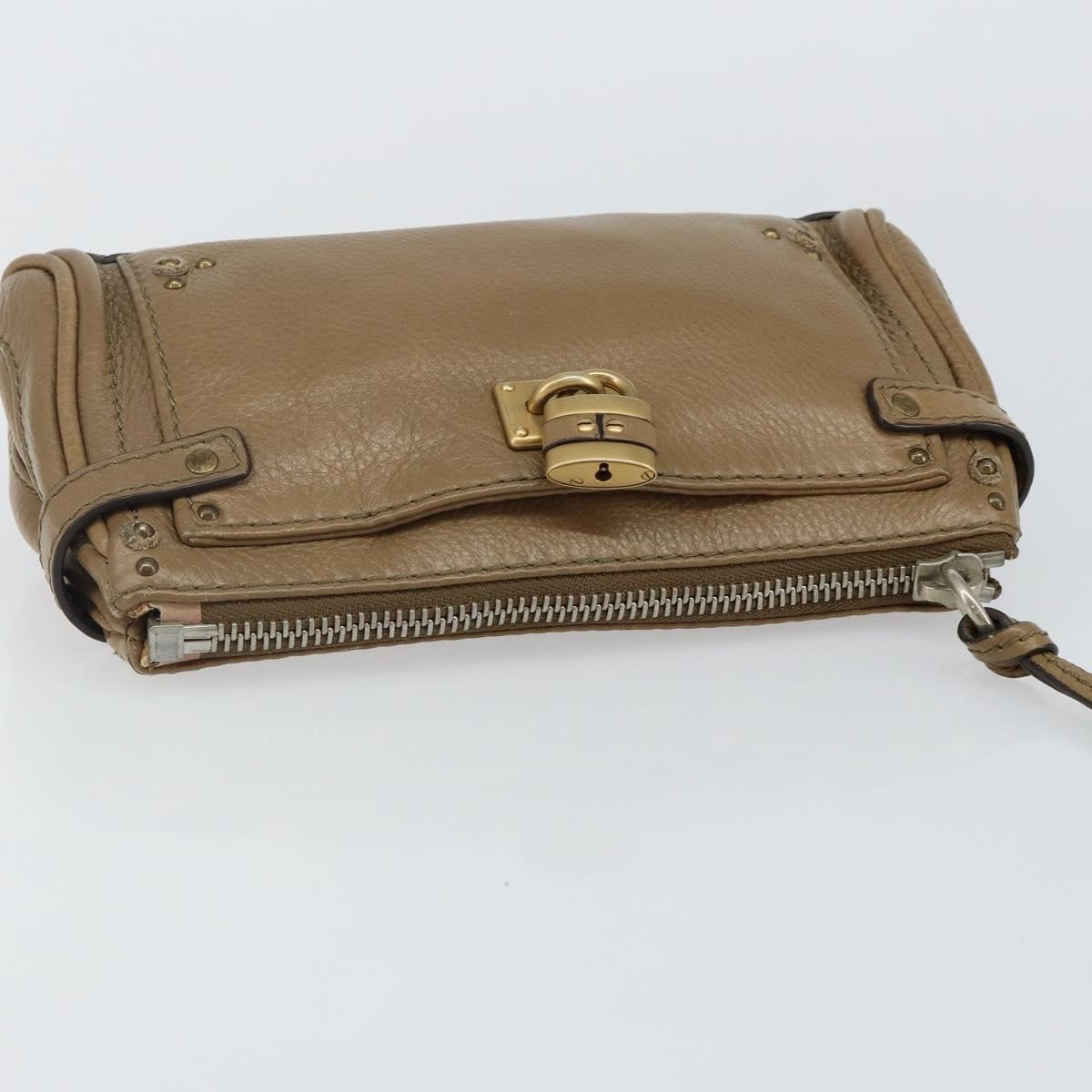 Chloe Paddington Pouch Leather, BEIGE, LEATHER, Clutche & pouche