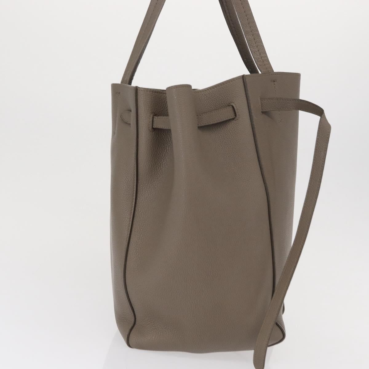 Celine Phantom Tie Cabas Tote Leather, GRAY, LEATHER, Tote bag