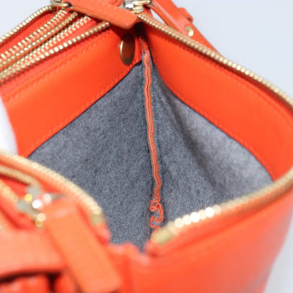 Celine Trio Crossbody Bag Leather, ORANGE, LEATHER, Shoulder bag