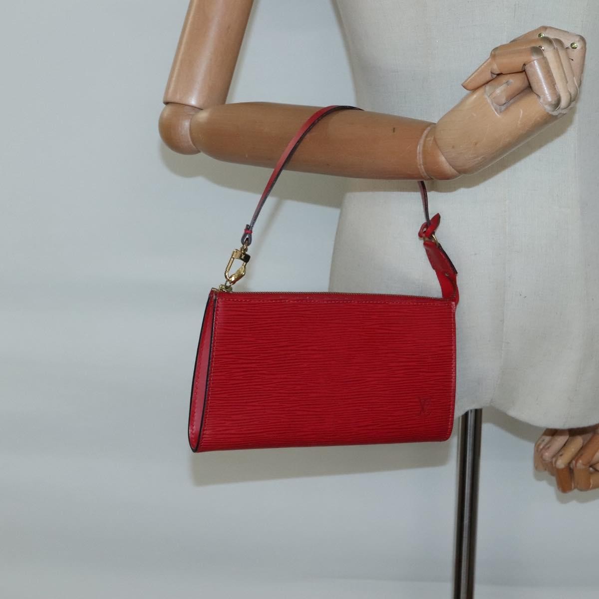Louis Vuitton Pochette Accessoires Epi Leather, RED, LEATHER, Clutche & pouche