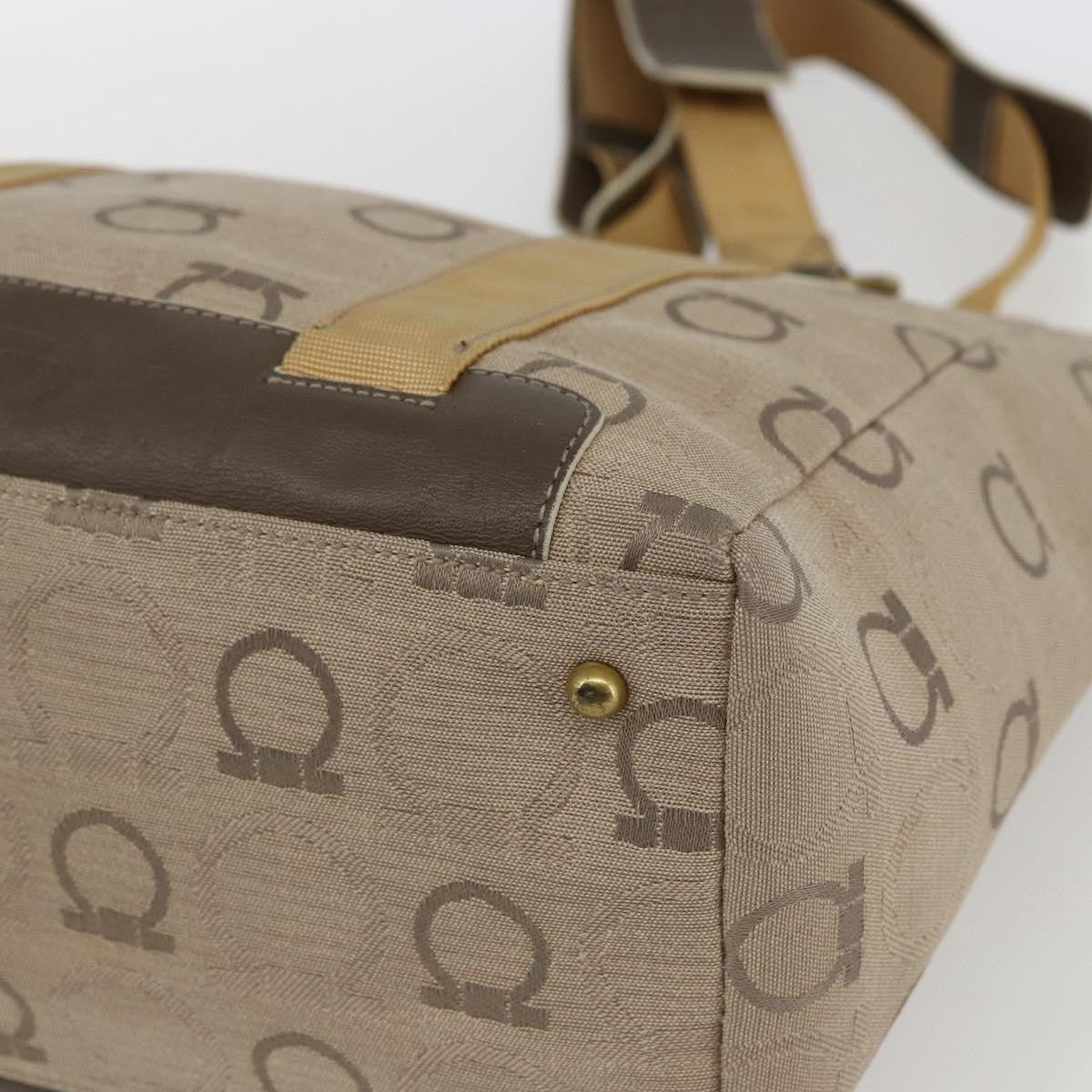 Salvatore Ferragamo Gancini handbag Canvas, BEIGE, CANVAS, Handbag