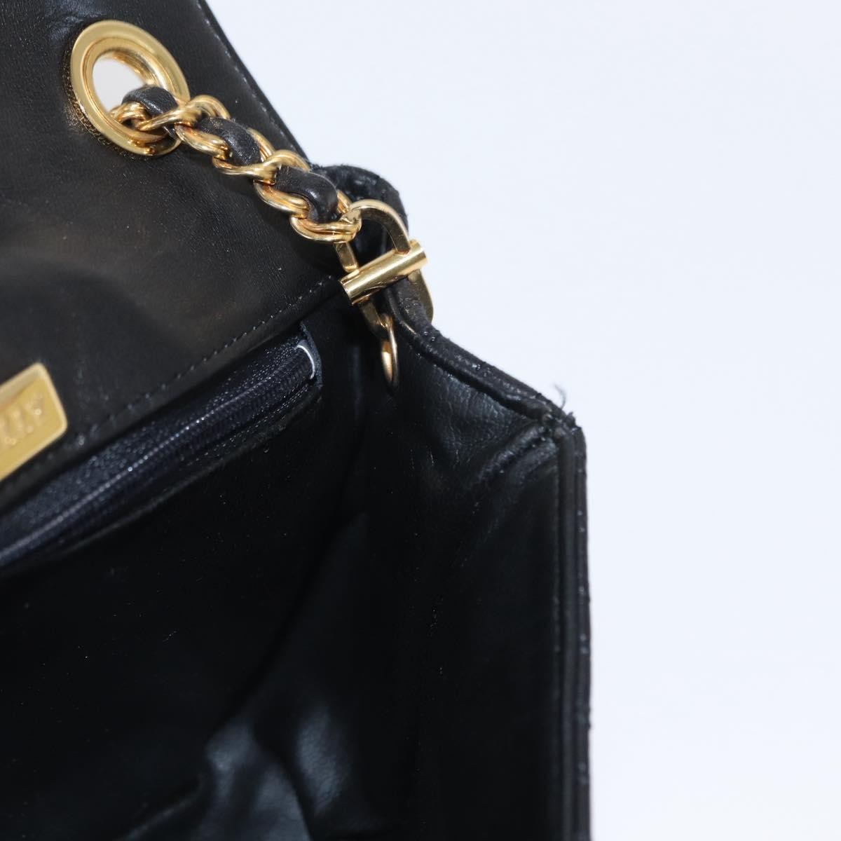Bally Vintage Chain Shoulder Bag Quilted Leather, BLACK, LEATHER, Shoulder bag