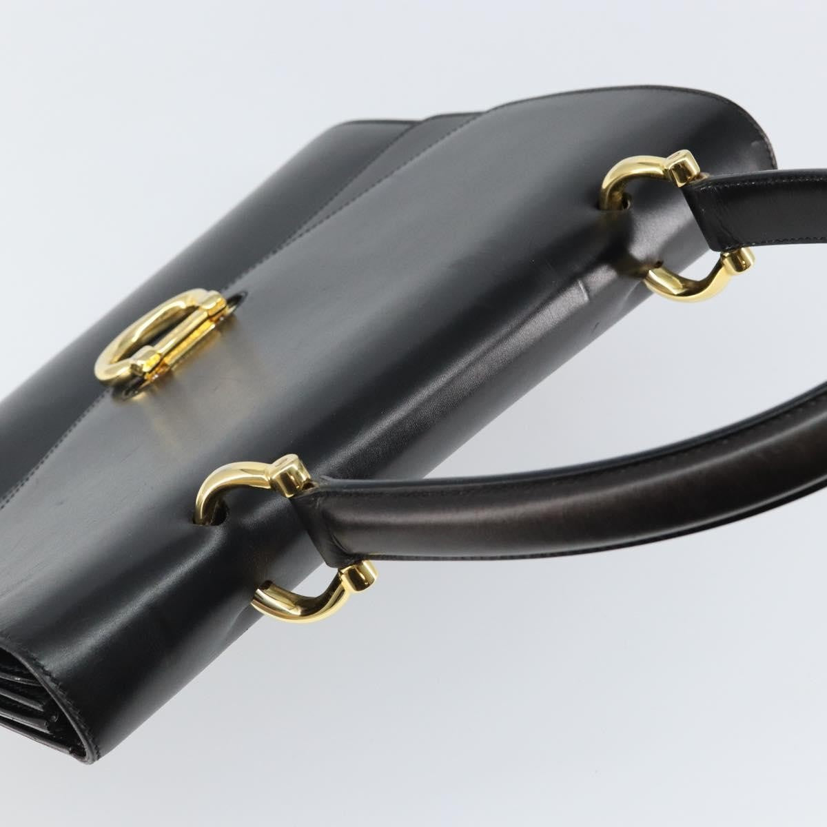 Celine Vintage Top Handle Bag Glazed Leather, BLACK, LEATHER, Handbag