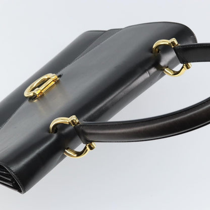 Celine Vintage Top Handle Bag Glazed Leather, BLACK, LEATHER, Handbag