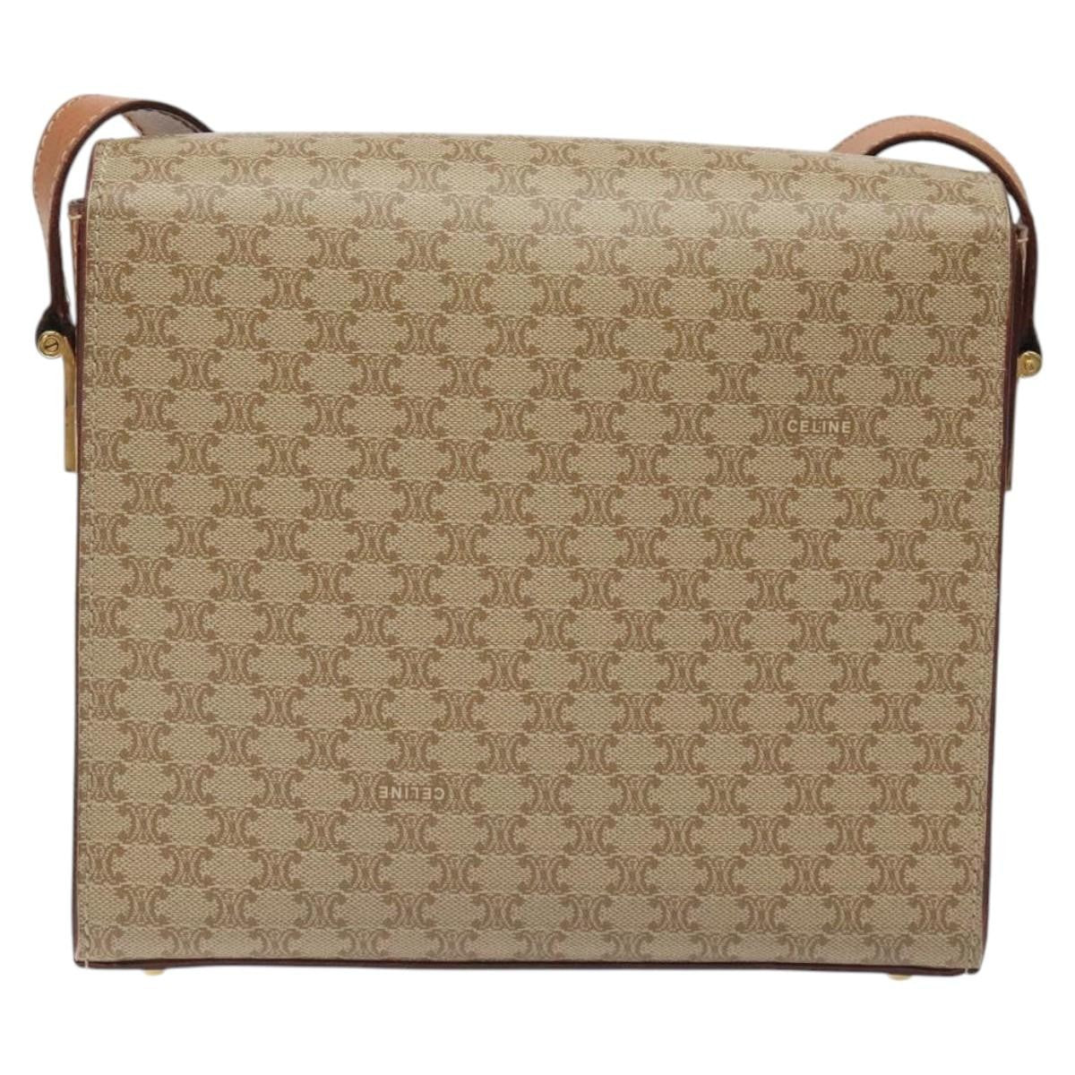 Celine Macadam Shoulder Bag PVC Leather, BEIGE, CANVAS, Shoulder bag