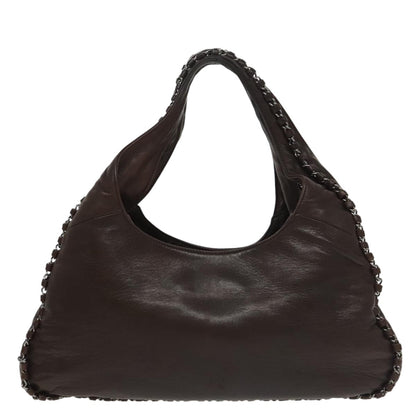 Chanel Vintage Chain Around Shoulder Bag Leather, BROWN, LEATHER, Shoulder bag