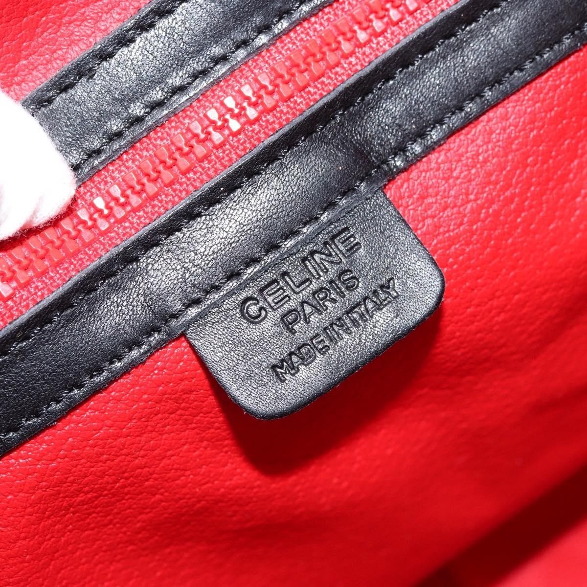 Celine Circle Logo Shoulder Bag Leather, BLACK, LEATHER, Shoulder bag