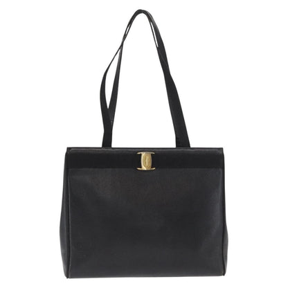 Salvatore Ferragamo Vara Tote Leather, BLACK, LEATHER, Tote bag