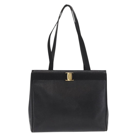 Salvatore Ferragamo Vara Tote Leather, BLACK, LEATHER, Tote bag