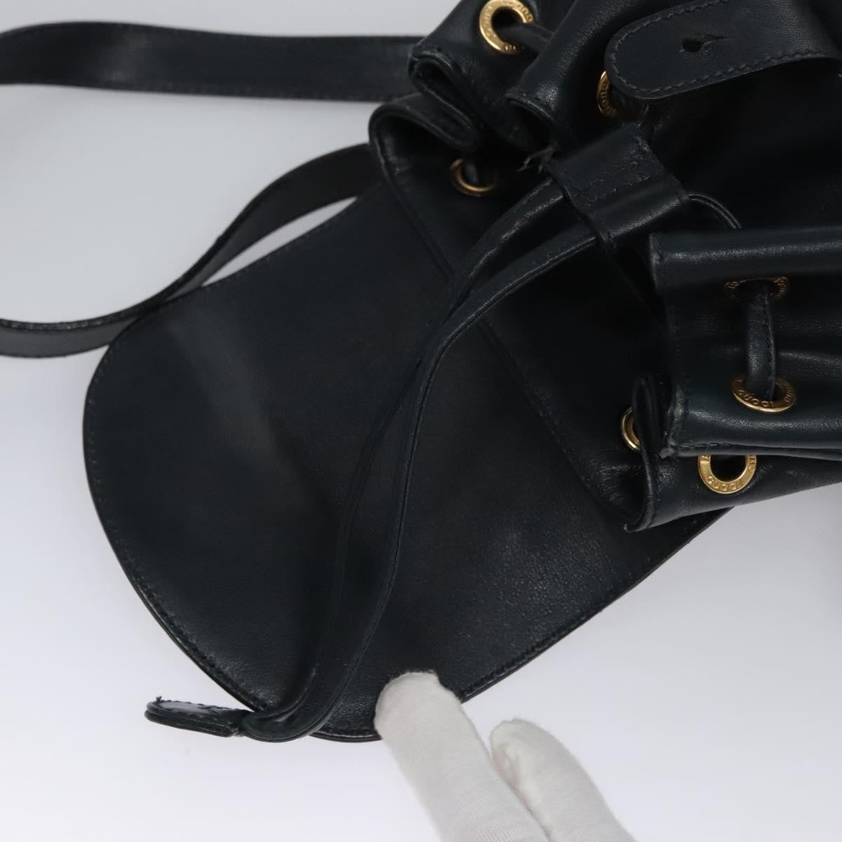 Gucci Vintage Bamboo Backpack Leather, Black, Leather, Backpack