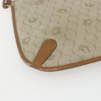 Christian Dior Vintage Honeycomb Shoulder Bag Canvas and Leather, BEIGE, CANVAS, Shoulder bag
