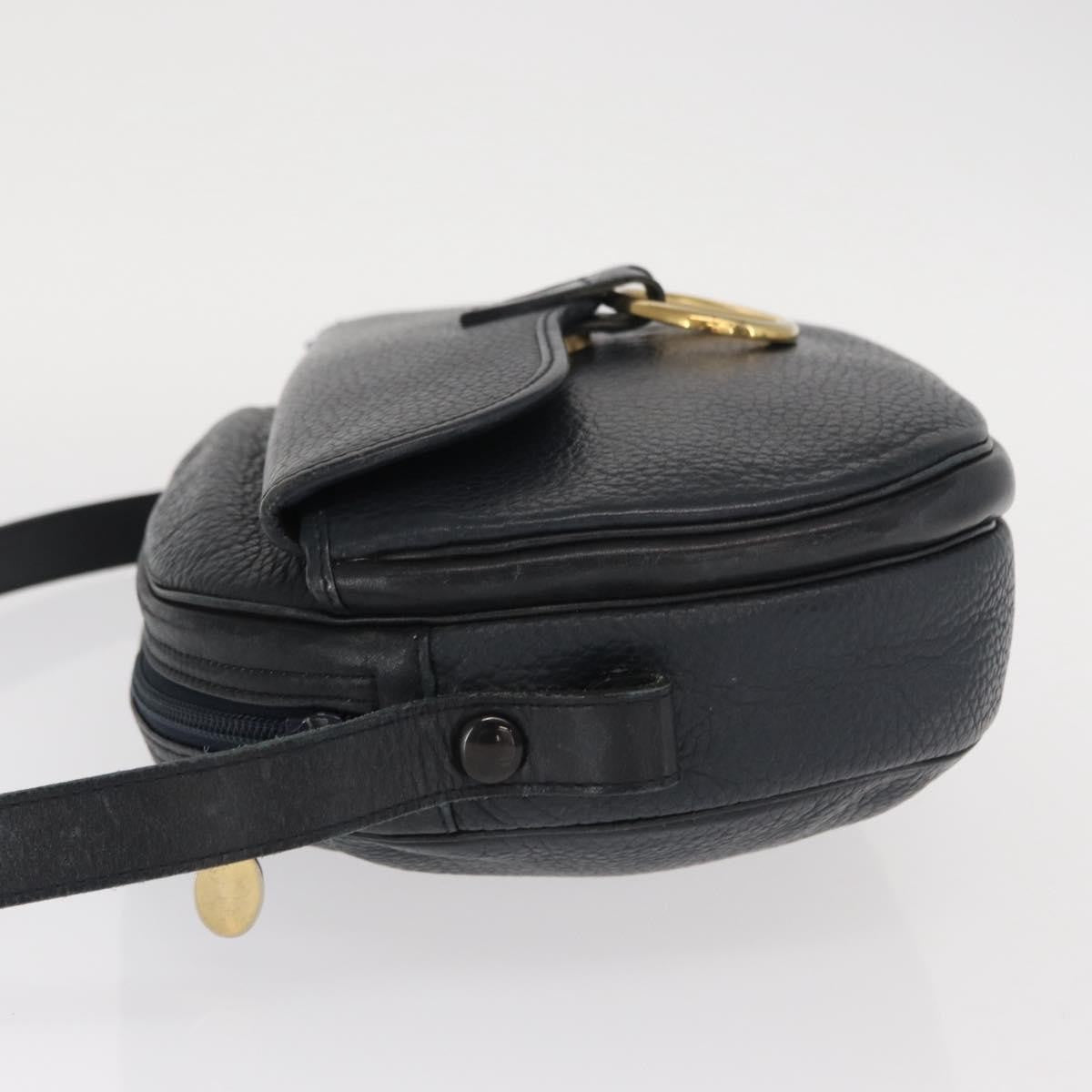 Christian Dior Vintage Shoulder Bag Leather, NAVY, LEATHER, Shoulder bag