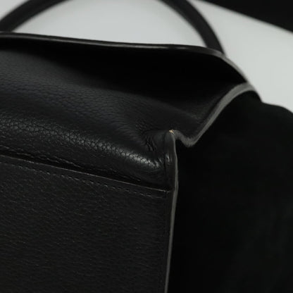 Celine Trapeze Bag Leather with Suede, BLACK, LEATHER, Handbag