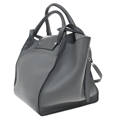 Celine Big Bag Smooth Leather, GRAY, LEATHER, Handbag