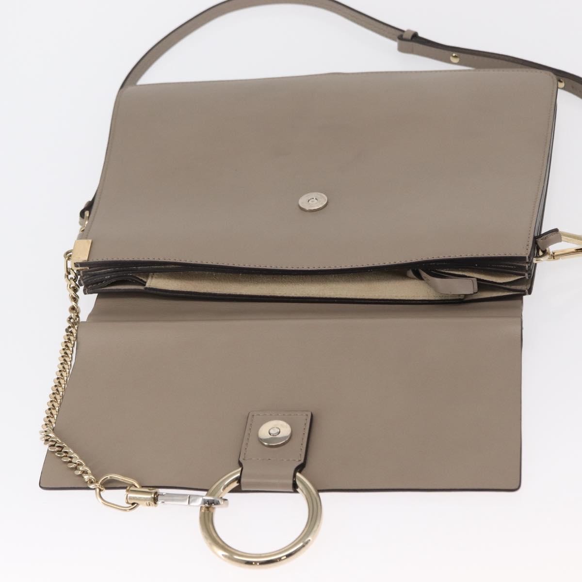 Chloe Faye Shoulder Bag Leather and Suede, BEIGE, SUEDE, Shoulder bag
