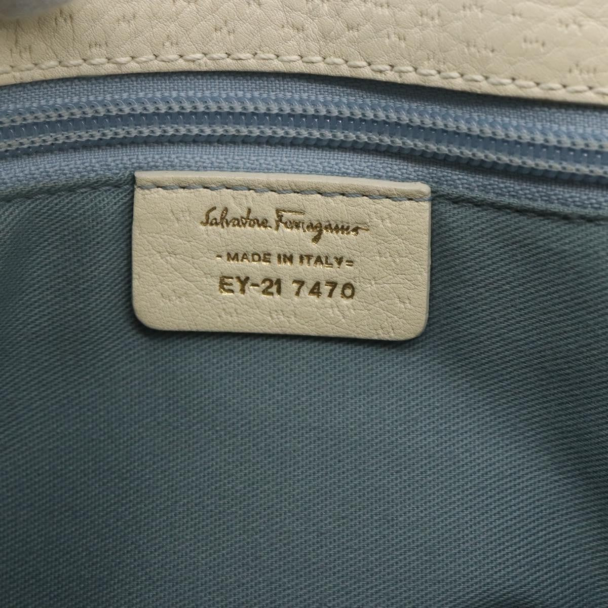 Salvatore Ferragamo Gancini handbag Leather, WHITE, LEATHER, Handbag