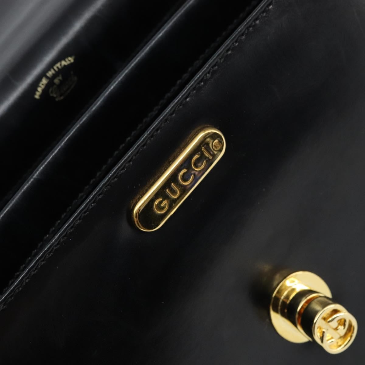 Gucci Vintage Handbag Leather, BLACK, LEATHER, Handbag