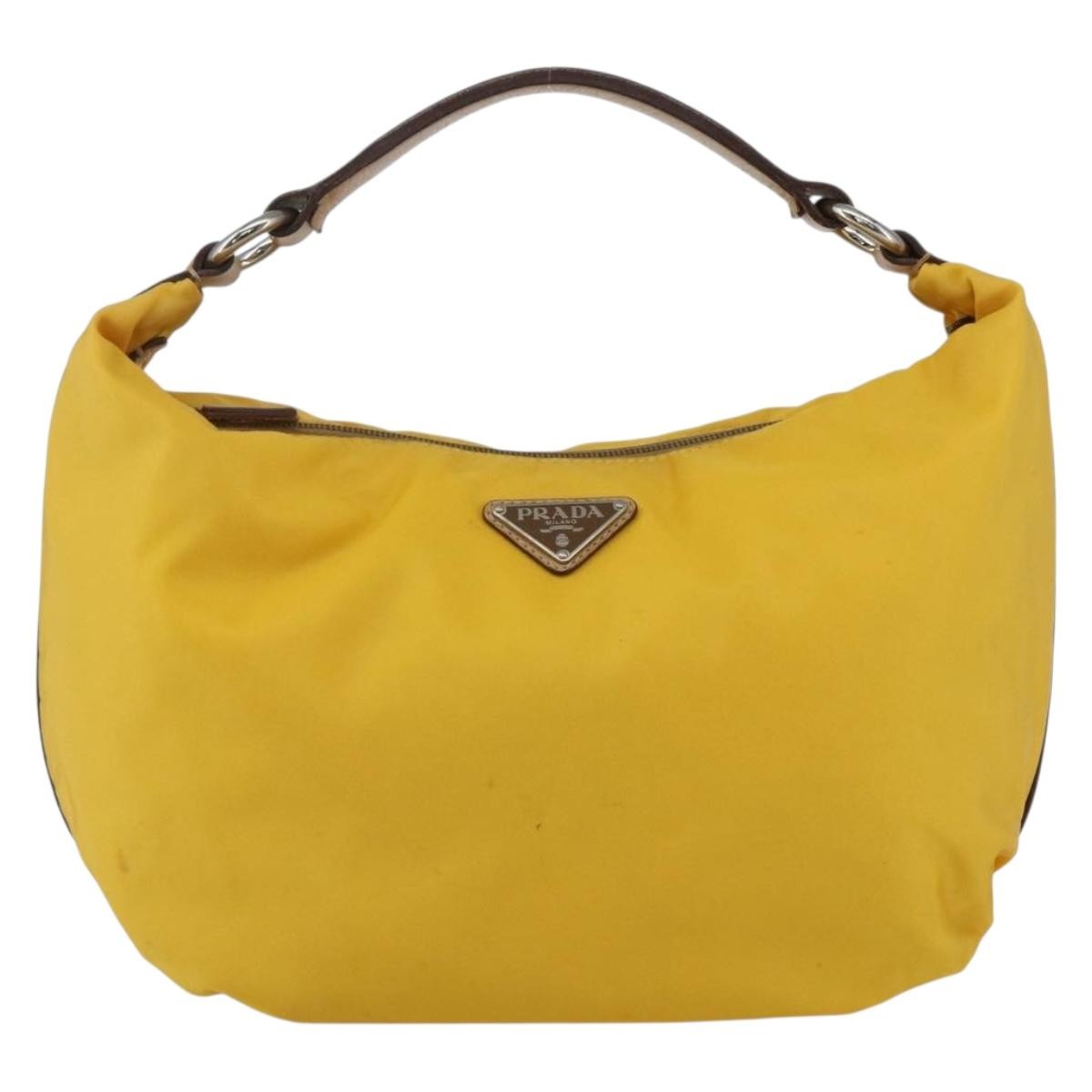 Prada Vintage Shoulder Bag Tessuto, Yellow, Nylon, Shoulder Bag